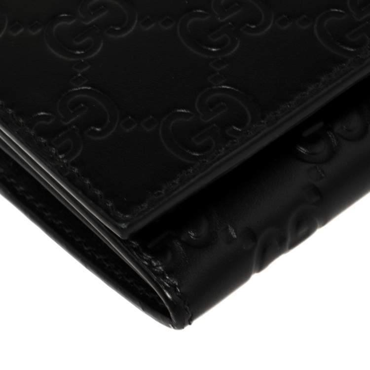 Pre Owned Gucci Black Guccissima Leather Web Wallet