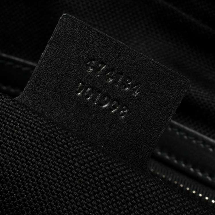 Pre Owned Gucci Black/Grey GG Supreme Canvas and Leather Large Briefcase