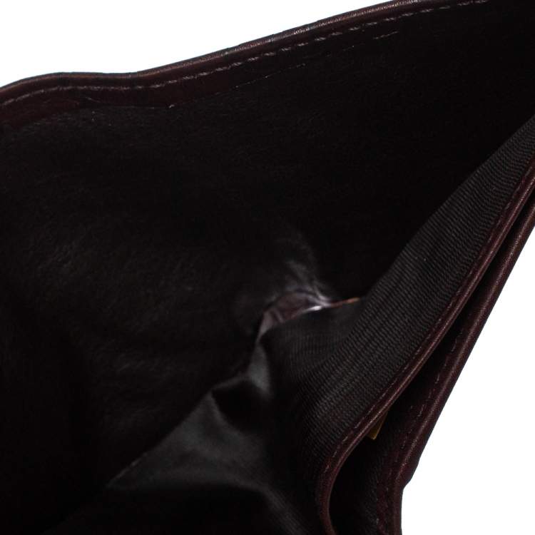 Pre Owned Gucci Dark Brown Guccissima Leather Web Detail Bifold Wallet
