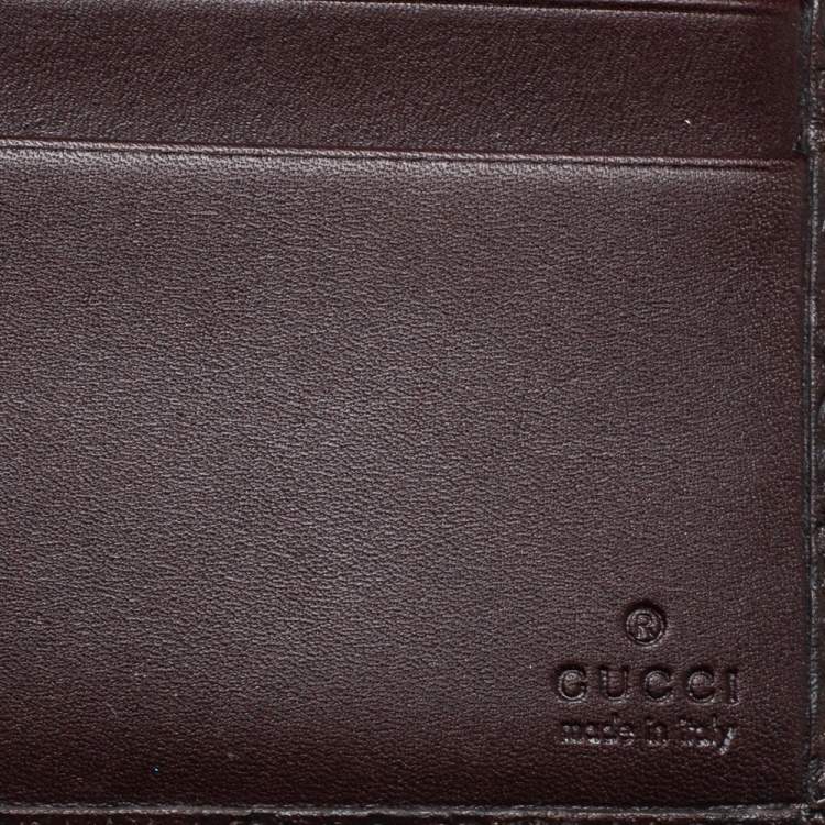 Pre Owned Gucci Dark Brown Guccissima Leather Web Detail Bifold Wallet