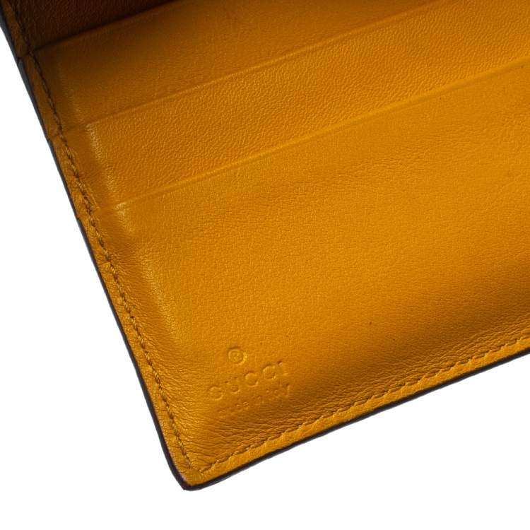 Pre Owned Gucci Mustard Yellow Leather Microguccissima Bifold Wallet