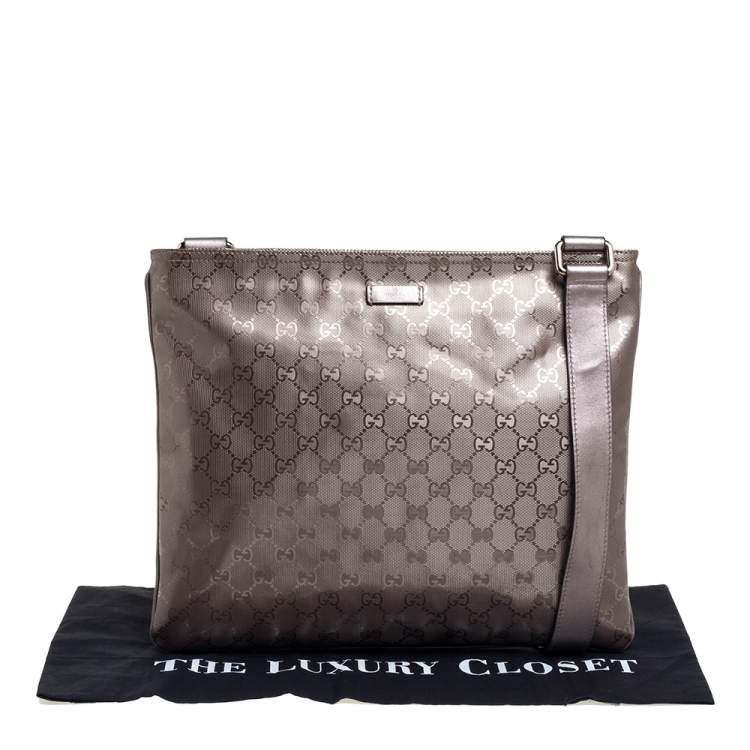 Pre Owned Gucci Metallic Purple GG Imprime Messenger 