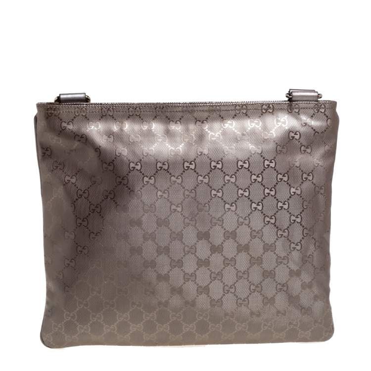 Pre Owned Gucci Metallic Purple GG Imprime Messenger 