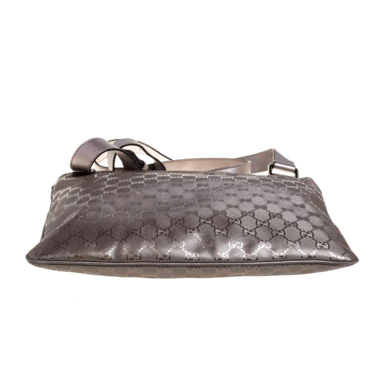 Pre Owned Gucci Metallic Purple GG Imprime Messenger 