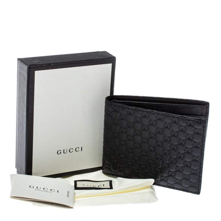 Pre Owned Gucci Black Microguccissima Leather Bifold Wallet