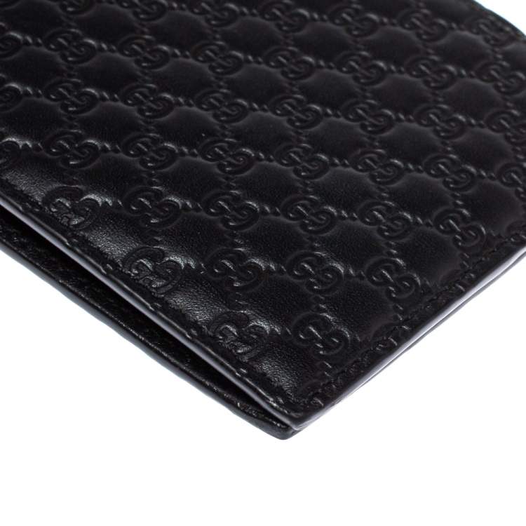 Pre Owned Gucci Black Microguccissima Leather Bifold Wallet