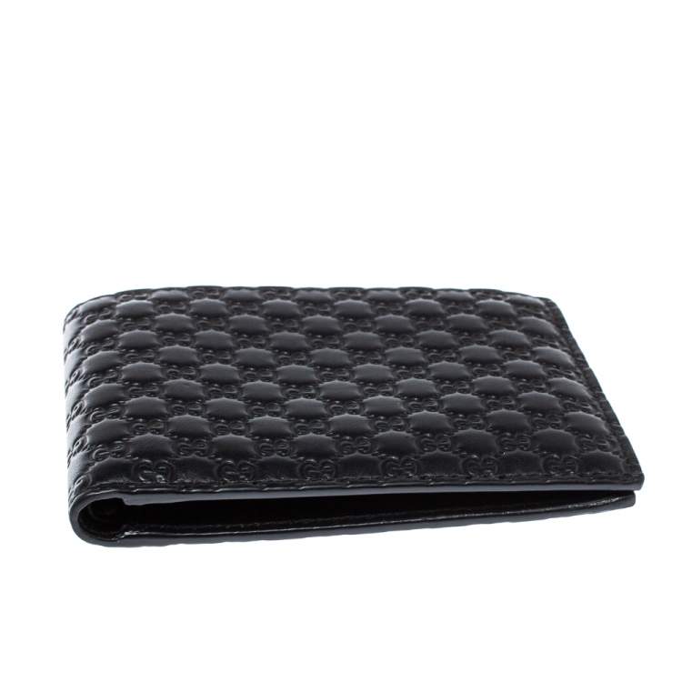 Pre Owned Gucci Black Microguccissima Leather Bifold Wallet