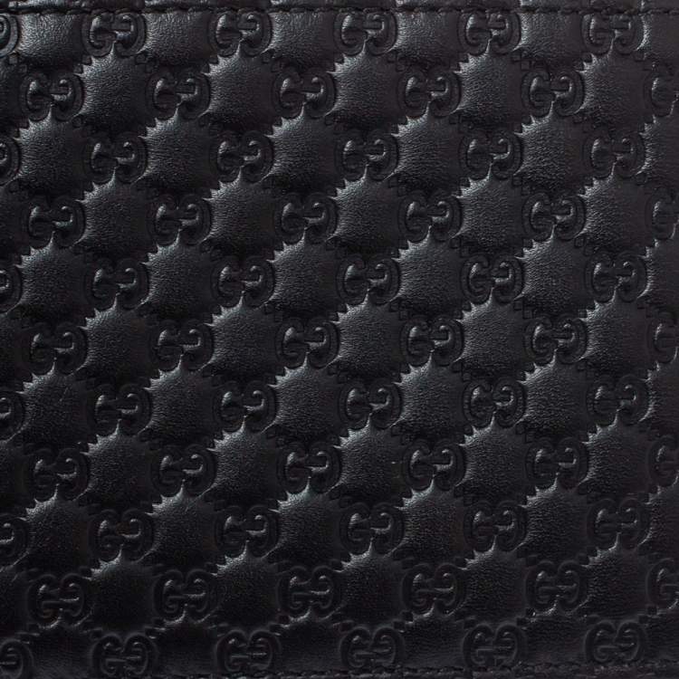 Pre Owned Gucci Black Microguccissima Leather Bifold Wallet