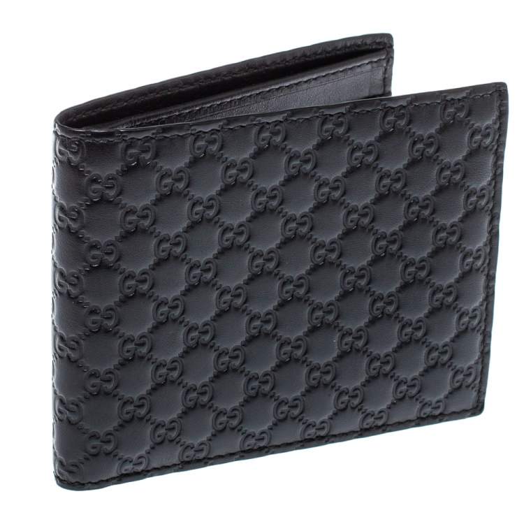 Pre Owned Gucci Black Microguccissima Leather Bifold Wallet
