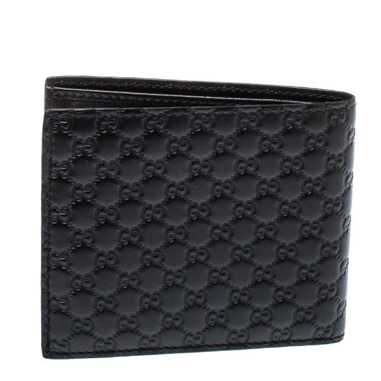Pre Owned Gucci Black Microguccissima Leather Bifold Wallet