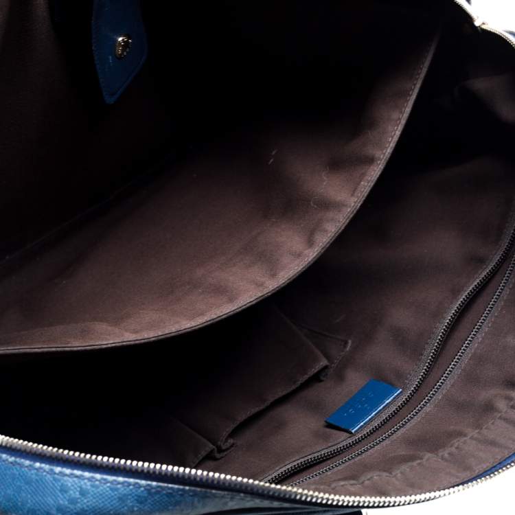 Pre Owned Gucci Blue Bright Diamante Leather Medium Briefcase 