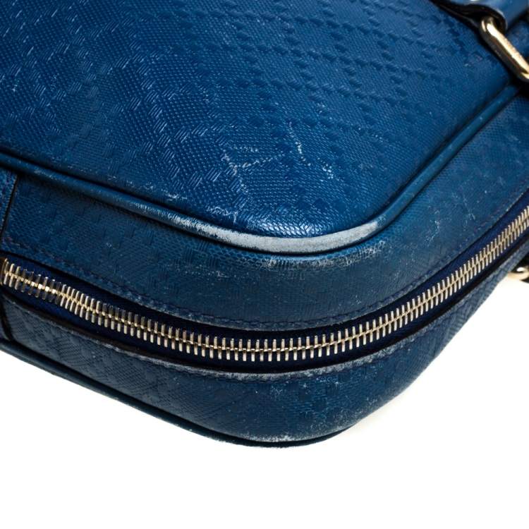Pre Owned Gucci Blue Bright Diamante Leather Medium Briefcase 