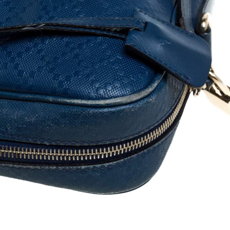 Pre Owned Gucci Blue Bright Diamante Leather Medium Briefcase 