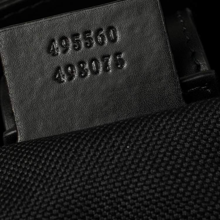 Pre Owned Gucci Black/Grey GG Supreme Canvas and Leather Web Tote 