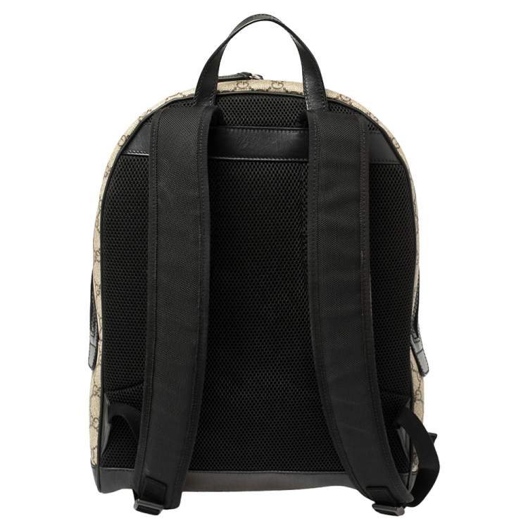 Pre Owned Gucci Beige/Black GG Supreme Canvas and Leather Eden Backpack