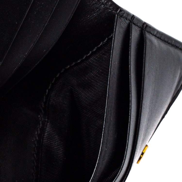 Pre Owned Gucci Black Guccissima Leather Bifold Card Holder