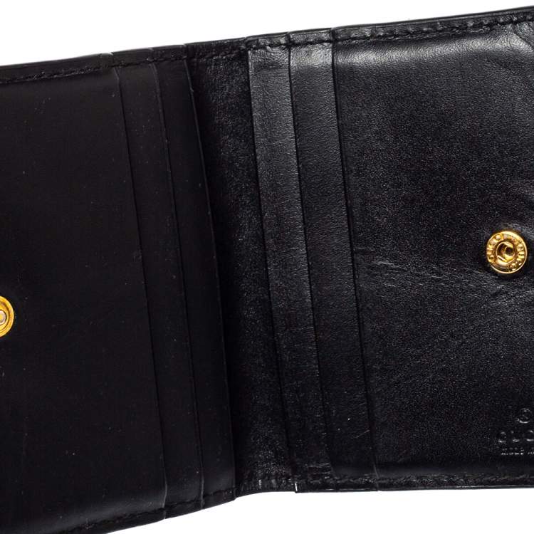 Pre Owned Gucci Black Guccissima Leather Bifold Card Holder