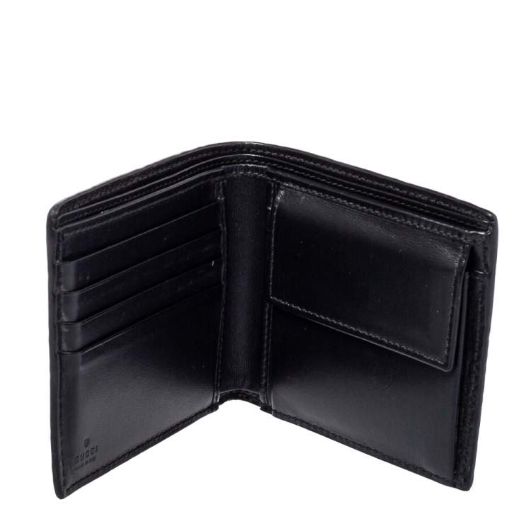 مملوكة مسبقًا Gucci Black Guccissima Leather Web Bifold Wallet