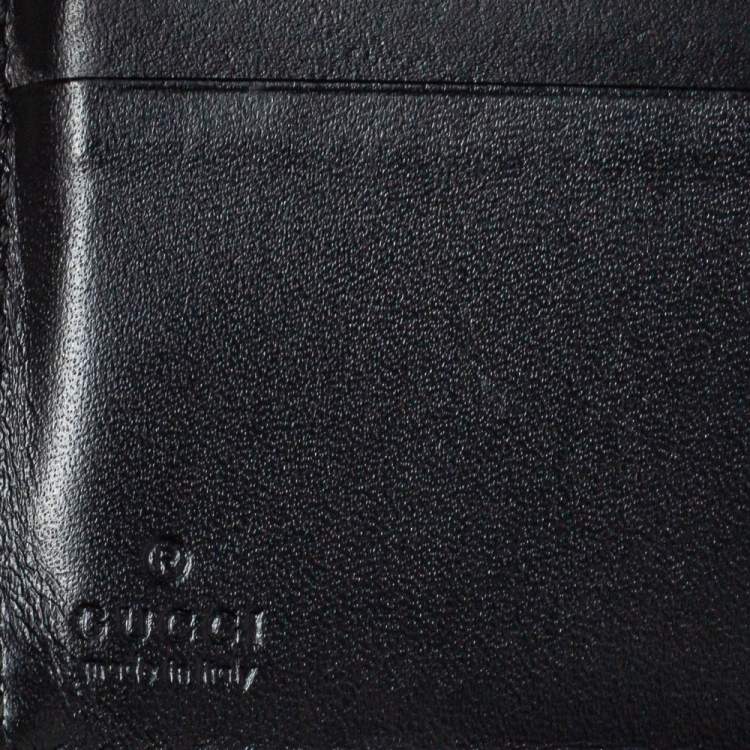 مملوكة مسبقًا Gucci Black Guccissima Leather Web Bifold Wallet