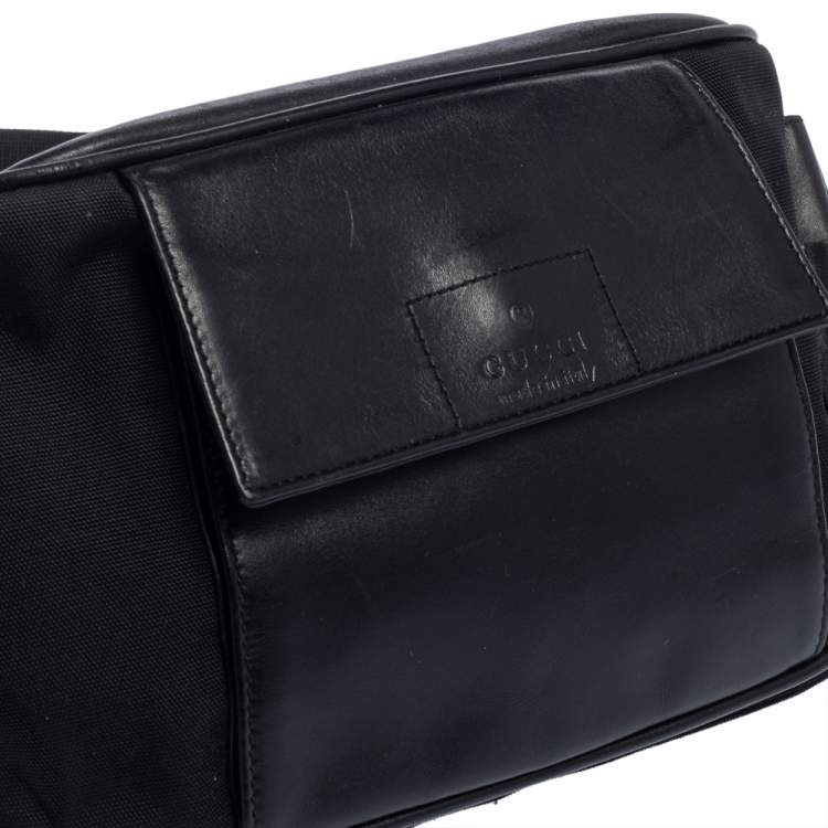 مملوكة مسبقًا Gucci Black Leather And Canvas Belt Bag