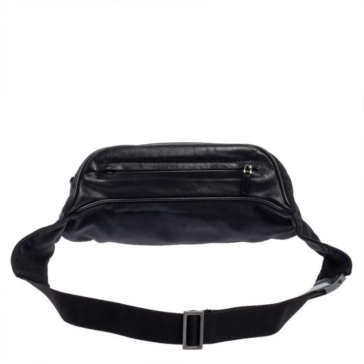 مملوكة مسبقًا Gucci Black Leather And Canvas Belt Bag