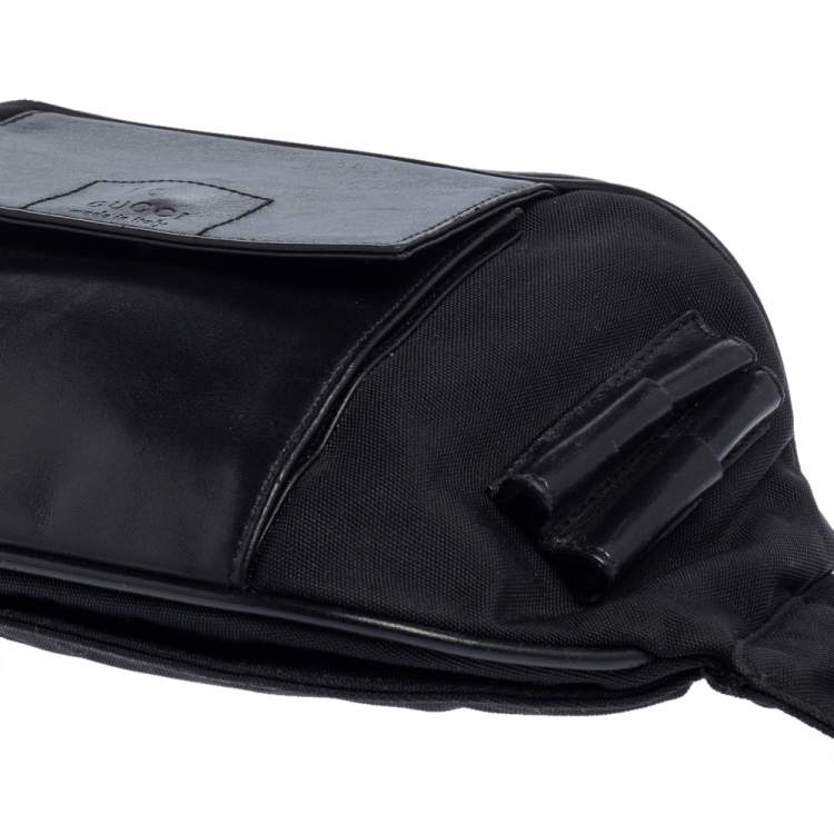 مملوكة مسبقًا Gucci Black Leather And Canvas Belt Bag