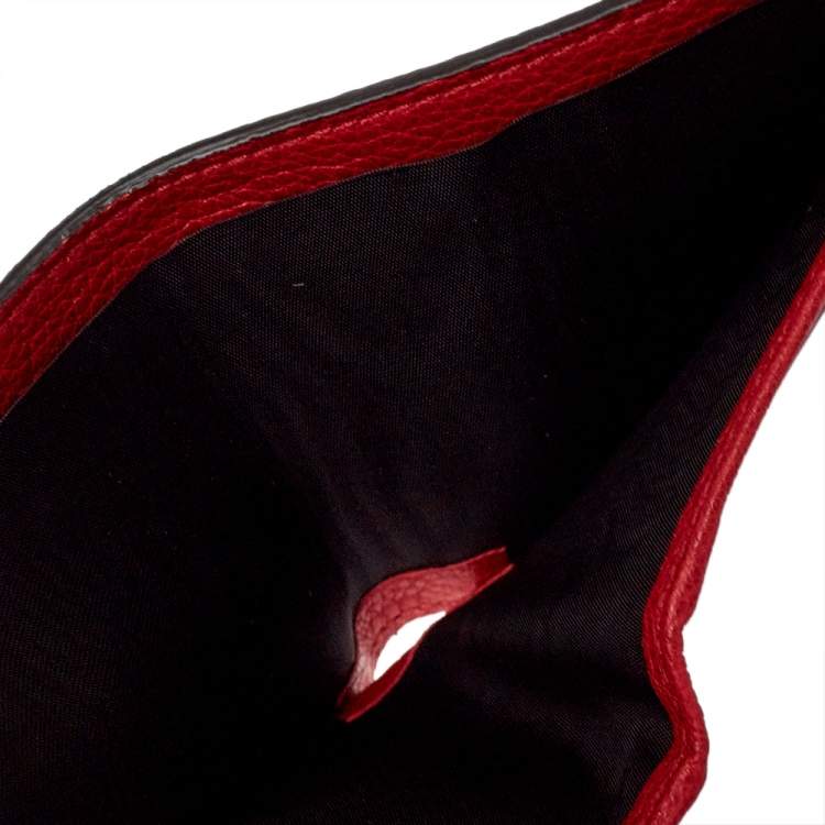 Pre Owned Gucci Red Leather Logo Bifold Wallet