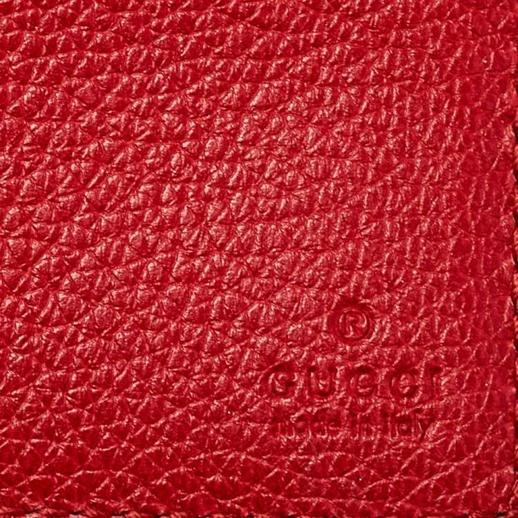 Pre Owned Gucci Red Leather Logo Bifold Wallet