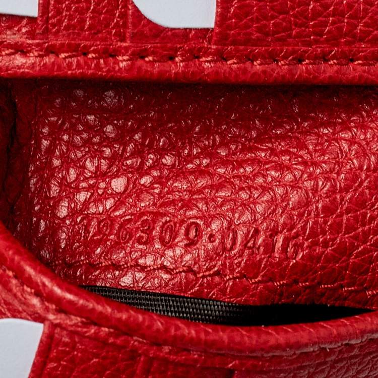 Pre Owned Gucci Red Leather Logo Bifold Wallet
