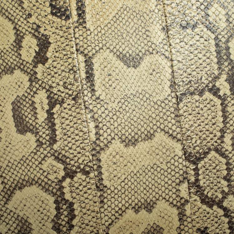 Pre Owned Gucci Beige Python Web Clutch Bag