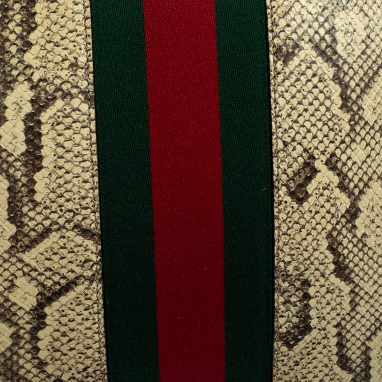 Pre Owned Gucci Beige Python Web Clutch Bag
