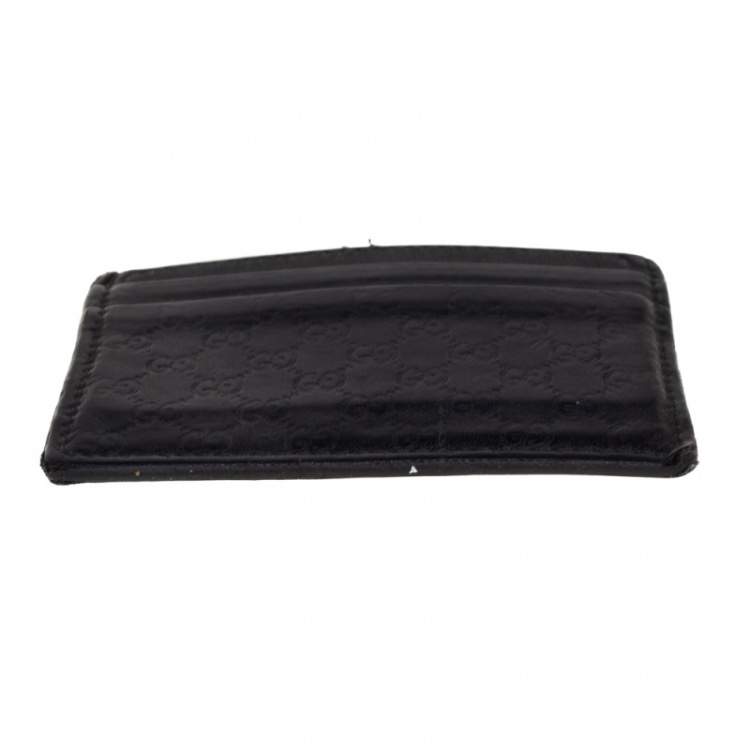 Pre Owned Gucci Black Microguccissima Leather Card Case