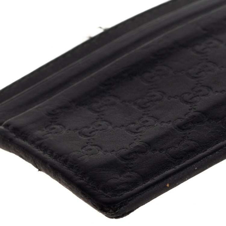 Pre Owned Gucci Black Microguccissima Leather Card Case