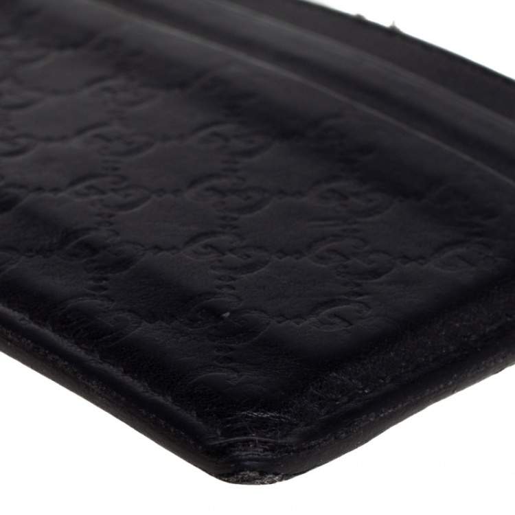 Pre Owned Gucci Black Microguccissima Leather Card Case