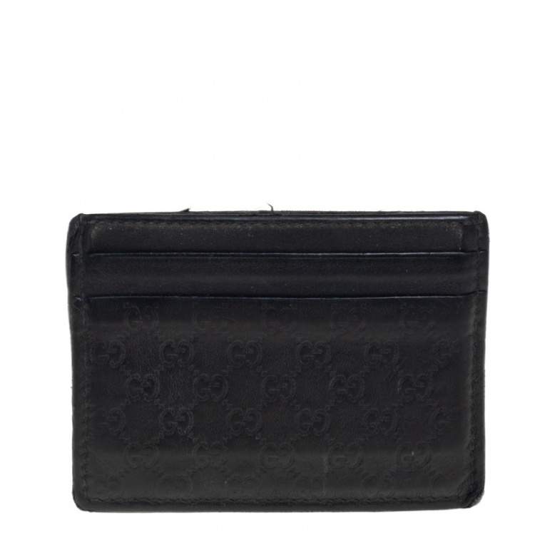 Pre Owned Gucci Black Microguccissima Leather Card Case
