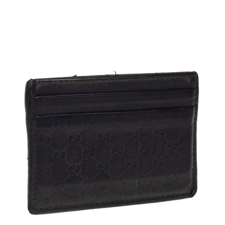 Pre Owned Gucci Black Microguccissima Leather Card Case