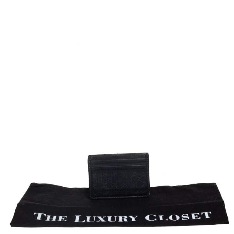 Pre Owned Gucci Black Microguccissima Leather Card Case