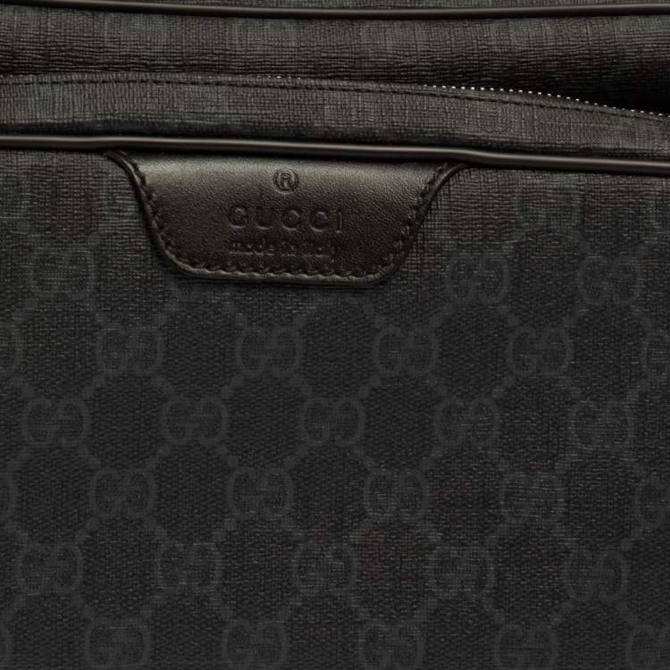 Pre Owned Gucci Black GG Supreme Canvas Wristlet Pouch
