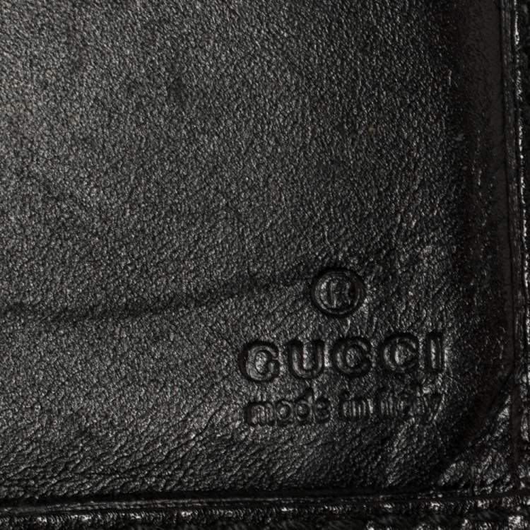 Pre Owned Gucci Black Leather and Canvas Interlocking G Bifold Wallet