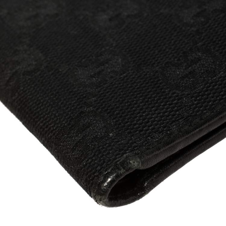 Pre Owned Gucci Black Leather and Canvas Interlocking G Bifold Wallet