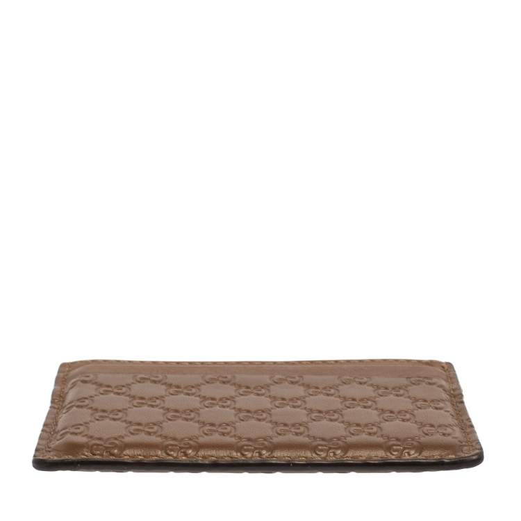 Pre Owned Gucci Brown Microguccissima Leather Card Holder