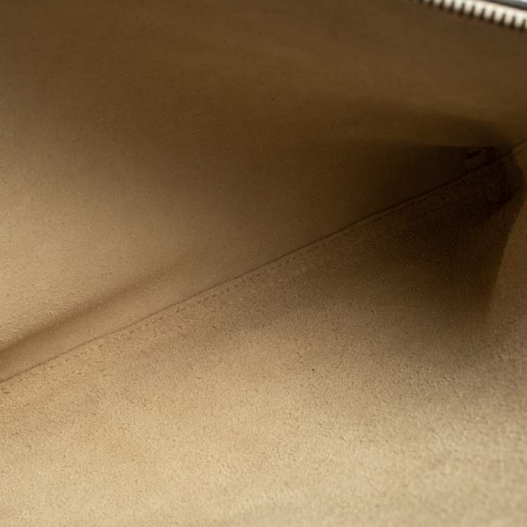 Pre Owned Gucci White Leather Logo Print Zip Pouch