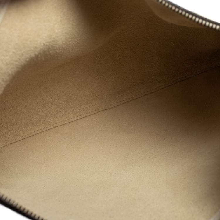 Pre Owned Gucci White Leather Logo Print Zip Pouch