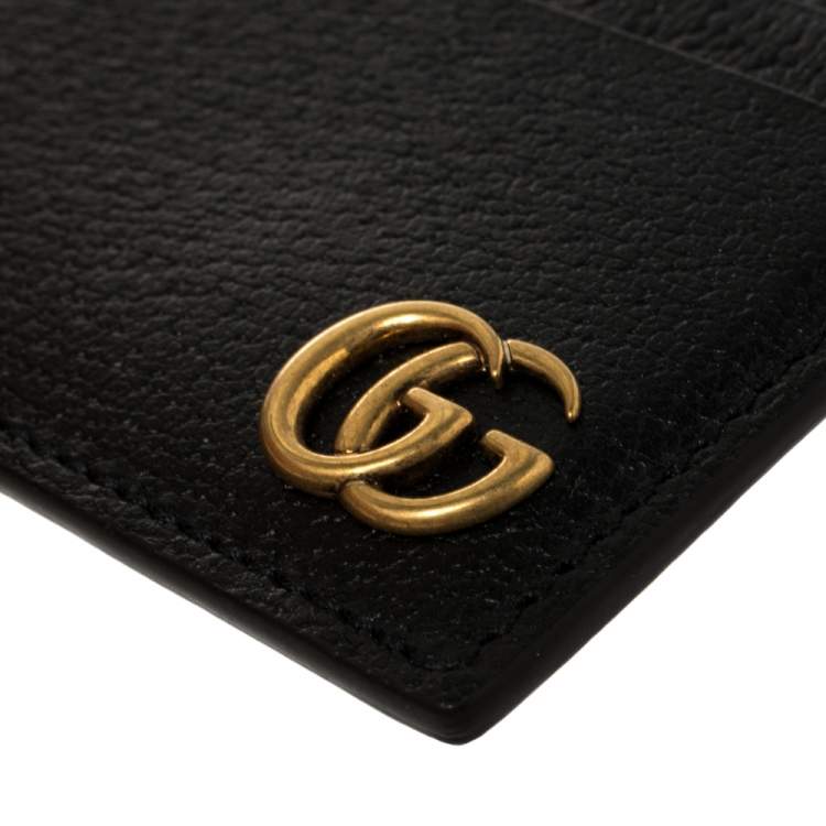 مملوكة مسبقًا Gucci Black Leather GG Marmont Money Clip Card Holder