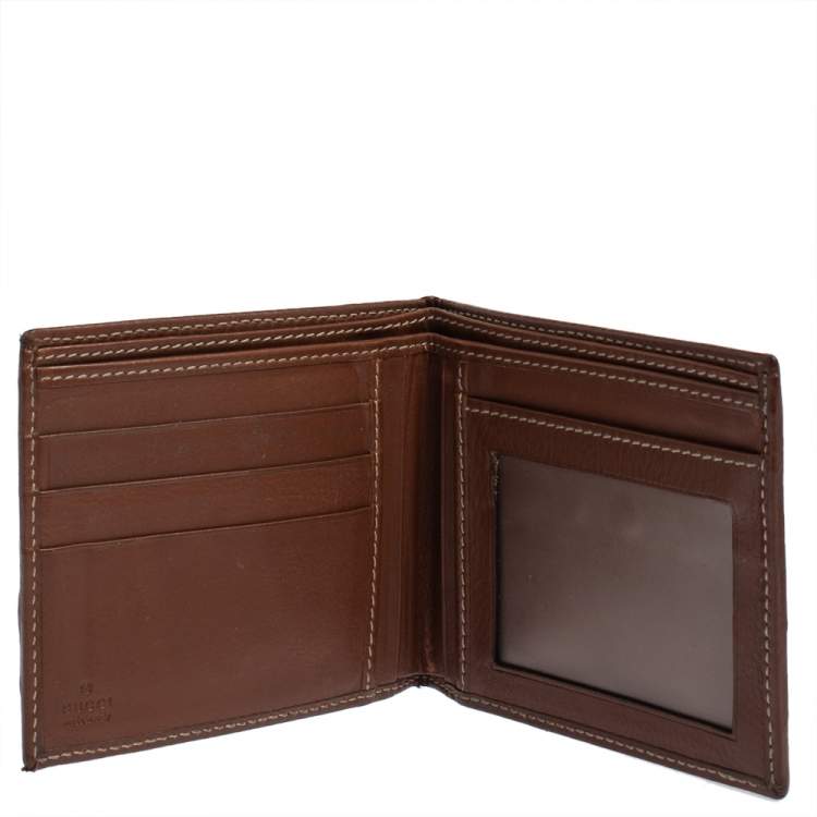 Pre Owned Gucci Off White/Brown GG Superme Web Bifold Wallet    