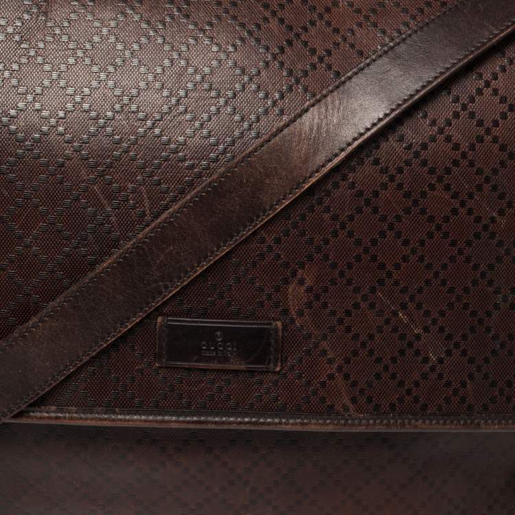 Pre Owned Gucci Brown Diamante Leather Messenger Bag