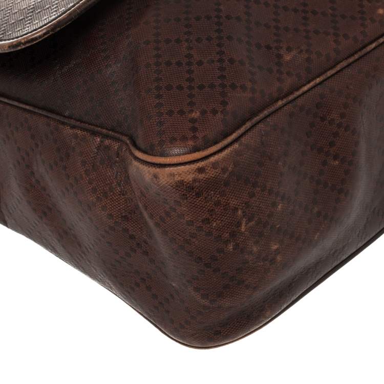 Pre Owned Gucci Brown Diamante Leather Messenger Bag
