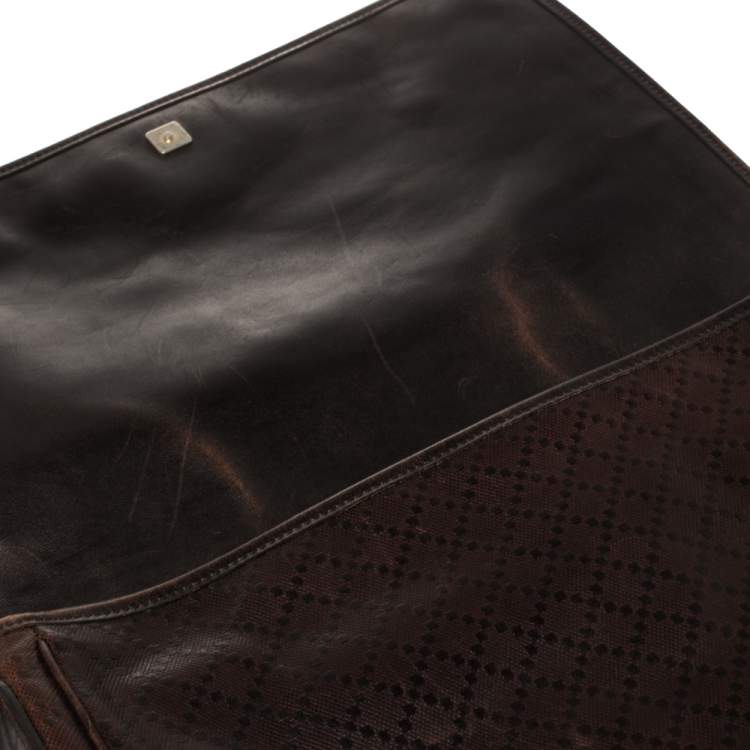 Pre Owned Gucci Brown Diamante Leather Messenger Bag