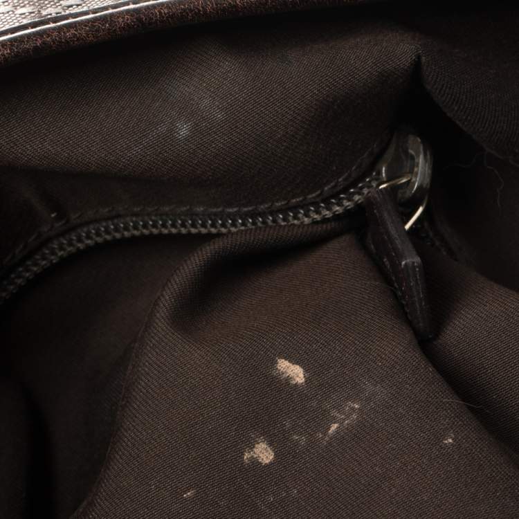 Pre Owned Gucci Brown Diamante Leather Messenger Bag
