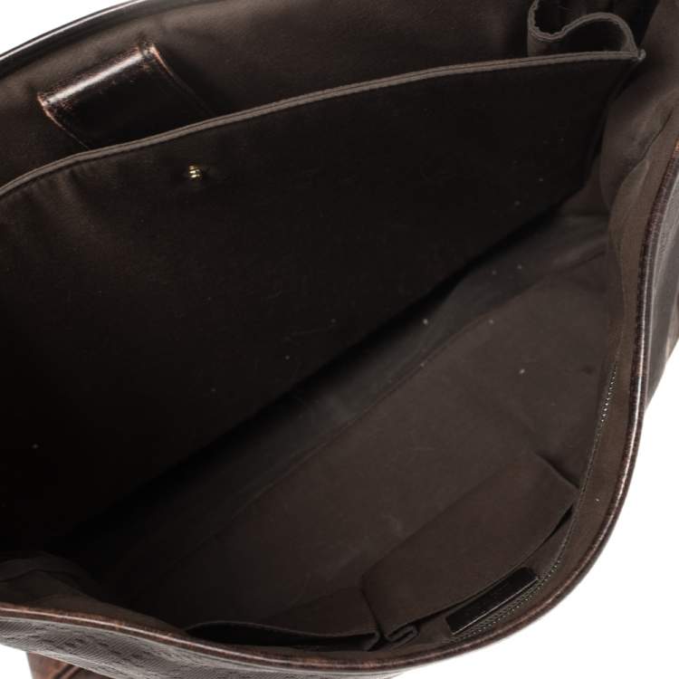 Pre Owned Gucci Brown Diamante Leather Messenger Bag